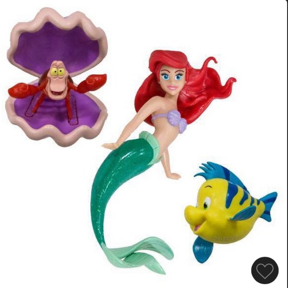 Little Mermaid Disney Dive Characters Princess Ariel, Flounder (2) & Sebastian - Picture 3 of 4